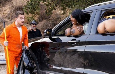 Арестанту были подвезены две девушки на исправительные работы, где случился неожиданный положительный эпизод - арестант имел бесплатный секс с обеими красотками!